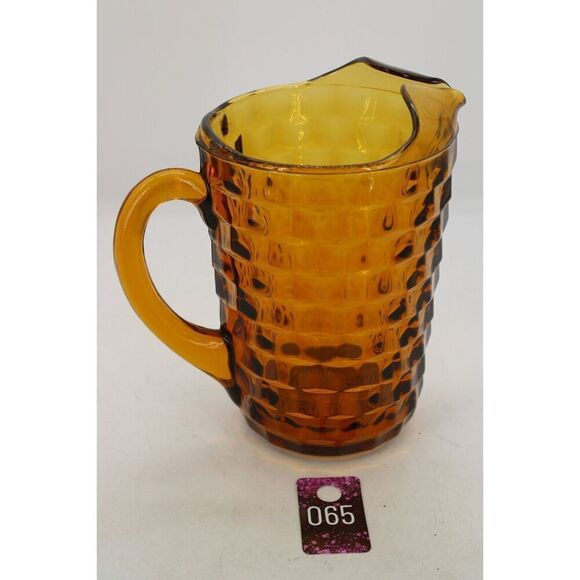 Vintage Indiana Glass Amber Cubist Colony Whitehall Pitcher - Picture 1 of 7